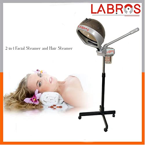 Image of LABROS 2-In-1 Facial Steamer And Hair Steamer Face Sauna Humidifier Hot Mist Moisturizing For Spa Skin Care Salon Beauty Barber Equipment, Black