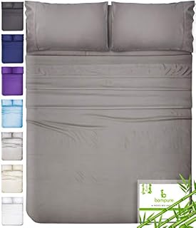 BAMPURE 100% Organic Bamboo Sheets - Bamboo Bed Sheets Organic Sheets Deep Pocket