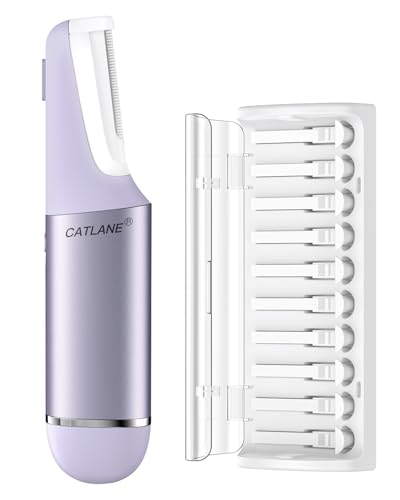 Dermaplane Razor for Women Face, Dermaplaning Tool for Face, Sonic Exfoliation & Peach Fuzz-Hair Removal System with 10 Dermaplaning Blades, Twilight Purple