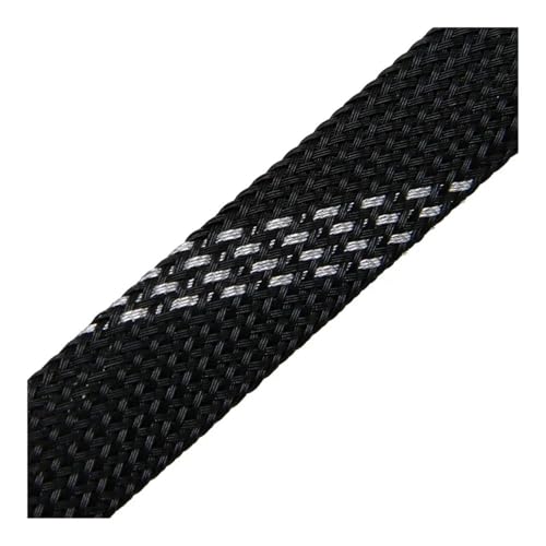 FOVAOK ANIMALE DOMESTICO Guaina del cavo espandibile 2 mm ~ 40 mm di durezza intrecciata stretta ad alta densità isola la linea di protezione del filo avvolgente guaina ghiandola (nero argento, 16