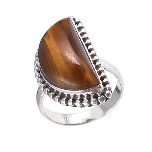 Bague de fiançailles en argent 925 et oeil de tigre symbole de force et d'union