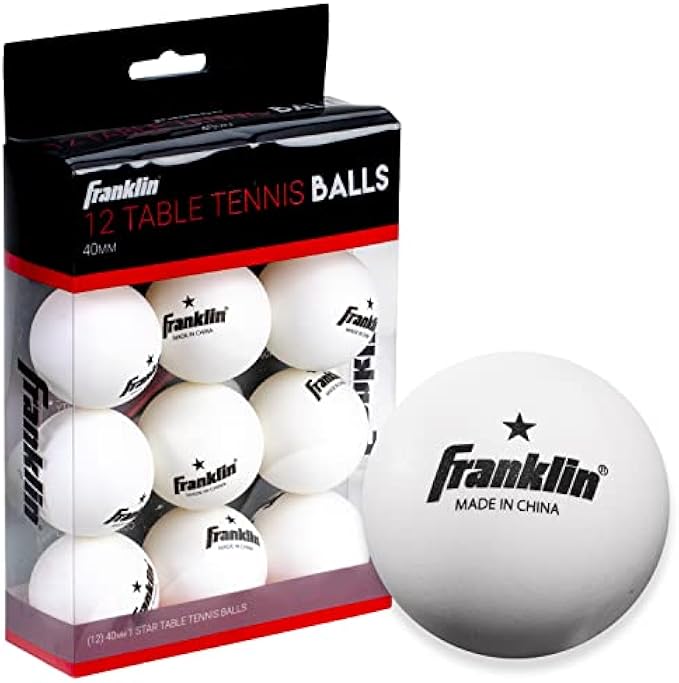 Franklin Sports Ping Pong Balls - Official Size + Weight White 40mm Table Tennis Balls - One Star Professional - Durable High Performance Ping Pong Balls - White - 12 Pack