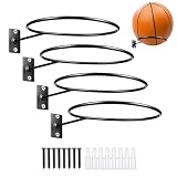 mimzemamz 4 Pezzi Porta Palloni da Calcio,Robusto Porta Palloni da Muro in Metallo,Scaffale Portaoggetti per Pallonis con Viti,Supporto per Pallonis Basket,Calcio e Pallavolo (Nero)