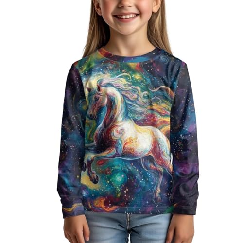 Xpyiqun Shirts Size 3-16 Y Long Sleeve T-Shirts for Girls Pullover Top Kids Crewneck Graphic Tees Soft Clothes