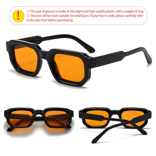 Retro Rectangle Sunglasses for Men Women Trendy Small Square Thick Frame Sun Glasses 90s Vintage Shades4