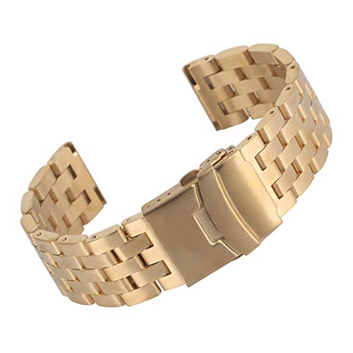 Sangle de montre en acier inoxydable 22 mm argent avec boucles pliantes de sécurité premium