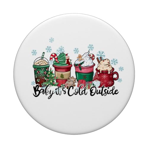 Baby It's Cold Outside Cute Hot Chocolate Christmas PopSockets Swappable PopGrip, Black - Image 3