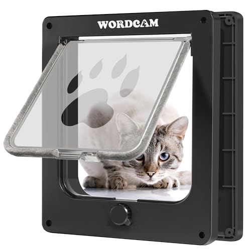 Wordcam Große Katzentür (Außengröße 27,7 x 24,1 cm), robuste Katzentür für Innen- und Außentüren, 4-Wege-abschließbare Katzenklappentür,...