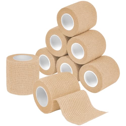 ACWOO 8 Rouleaux Bandage Autoadhésif 5 cm x 4,5 m, Bande Cohésive, Bandage Pansements Elastique, Bandage De Sport, Bandage Medical pour Premiers Secours, Bandage Animal Vétérinaire