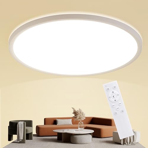 Luminic LED Ceiling Lights with Remote Control, 36W 3600LM, 3000K, 4000K, 6500K, 10%-100% Brightness Adjustable, Ø39CM, Round LED Flush Mount Ceiling Light for Bedroom,Bathroom