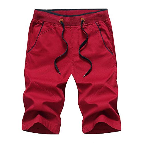 BOLAWOO-77 Melansay Pantalón Corto Algodón para De Hombre Pantalones Cortos Mode De Marca Pantalón De Chándal Pantalón Casual para Hombre Pantalones Chinos (Color : Rot, Size : M)