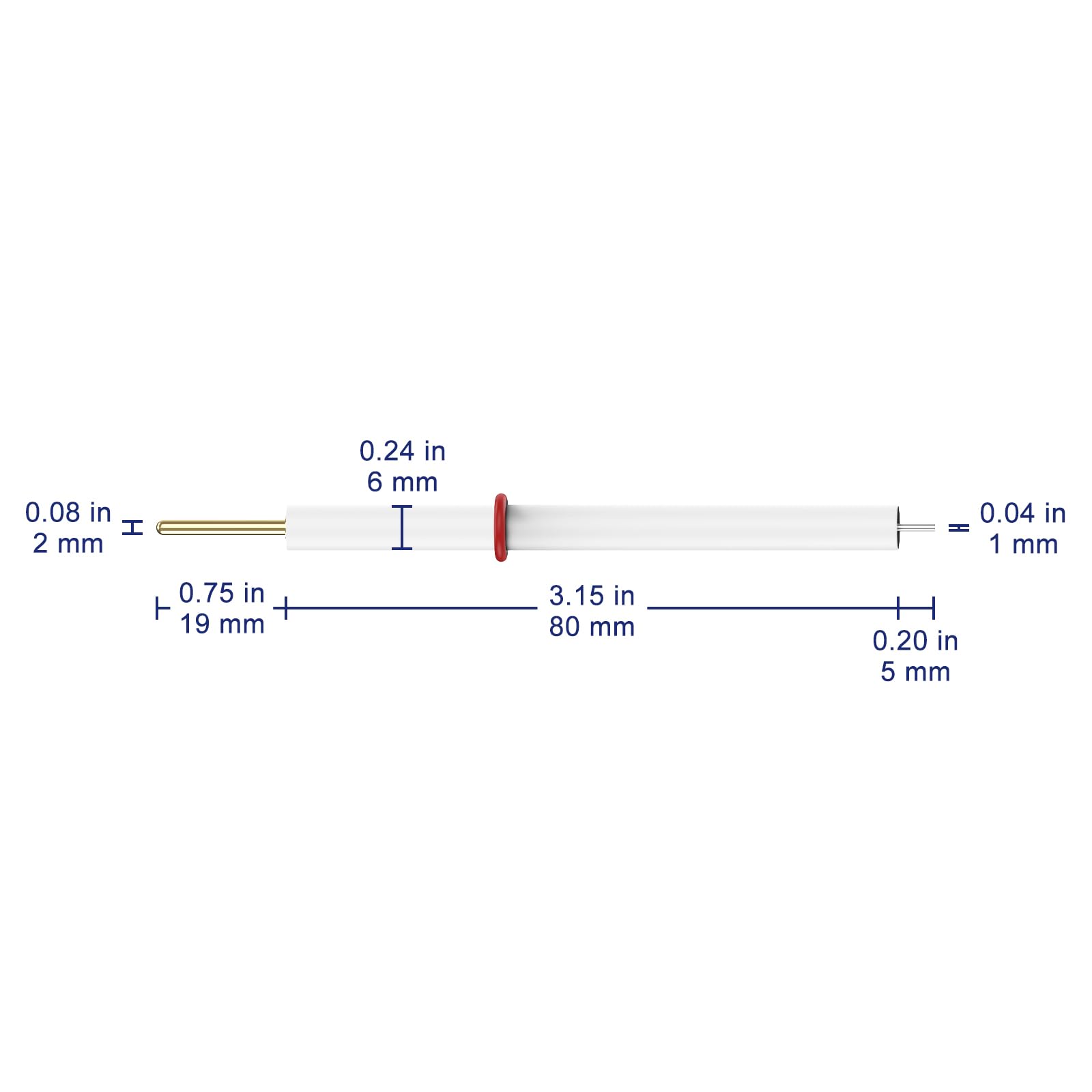 Labasics Electrodo de Columna de Platino, Electrodo de Celda Electrolítica con Columna Pt 99.99% Pura (5x1 mm) y Cuerpo de PTFE, para Uso en Laboratorio