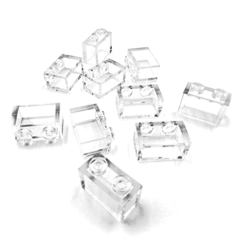 10 Stück LEGO Stein 1x2 Noppen in Transparent.