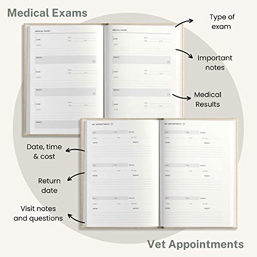 Pet Care Record Book: The Ultimate Health & Medical Hardcover Log Book |Track Vaccination, Vet Visits, Medication, Medical Exams, Expenses, Puppy Shots, Pet Info & More| Minimalist Linen Cover Journal #TOP2