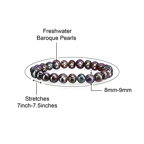Savlano 8-9Mm Cultured Freshwater Baroque Pearl Stretch Bracelet 7 Inches. Available In A Range Of Beautiful Colors, For Women & Girls Comes With Gift Box #TOP2