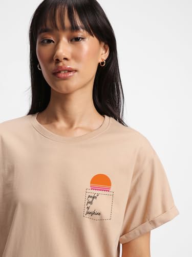 Image of Bewakoof Women's My Badass Graphic Printed 100% Cotton T-Shirt - Boyfriend Fit, Round Neck, Half Sleeve