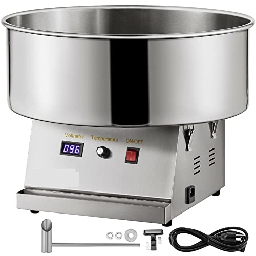 JOXLOVER Máquina eléctrica de algodón de azúcar Comercial Fabricante de Hilo Dental de Caramelo malvavisco for carnavales Fiestas de cumpleaños Eventos Deportivos fácil de operar(Silver)