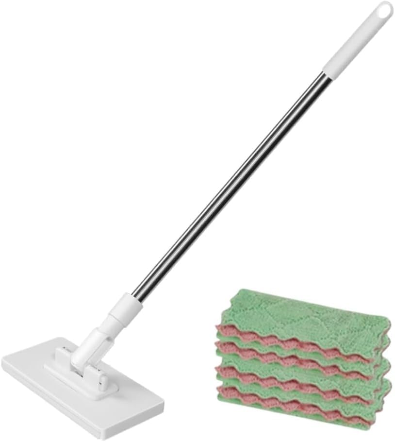 Dust Mop With 10 Reusable Cloths Sweeper Mop Dust Mop Magic Snap Grip Mini Mop Cloth Changing Mini Mop with Reusable Towels