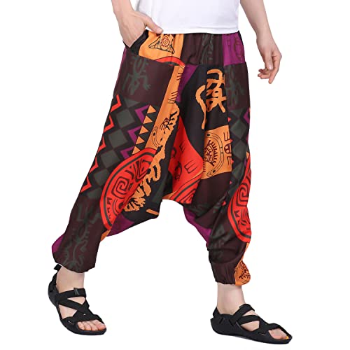 Image of Whitewhale Men's Cotton Solid Harem Pants Yoga Trousers Hippie Pant