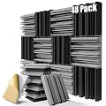 48 Pack Sound Proof Foam Panels,12" X 12" X 2" Self-adhesive Acoustic Panels with High Density,Decorative Soundproof Wall Panels Sound Absorbing Foam for Wall and Ceiling(Black+Gray)