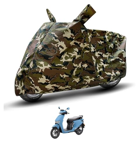 Image of Auto Hub Waterproof Scooty Cover Compatible with Activa EV Dustproof, UV Protection Two Wheeler Scooty Activa EV Cover - Army Print