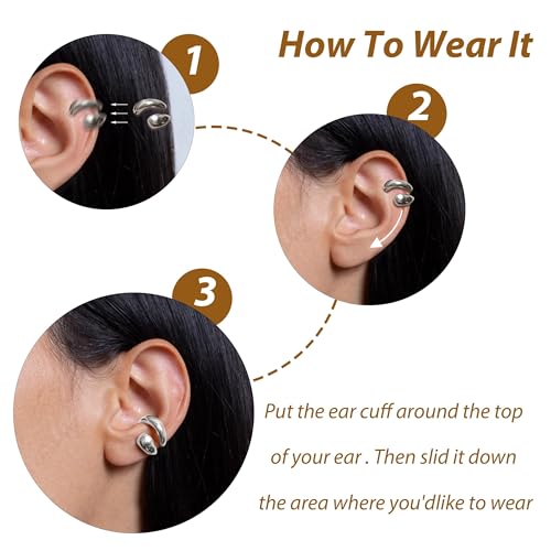 Image of Ear Cuffs Non Piercing Chunky Ear Cuff Earrings for Women Non Tarnish Clip on Cartilage Earrings Trendy Jewelry No Pierced Ears Fake Earring Set Fashion Accessories Jewelry Birthday Gifts