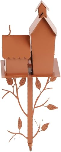 Miniatura 3 de JTLB Estacas de jardín para pajareras, casa de pájaros de metal con poste, arte de metal, casa de pájaros, casa de colibrí, casa de pájaros de metal