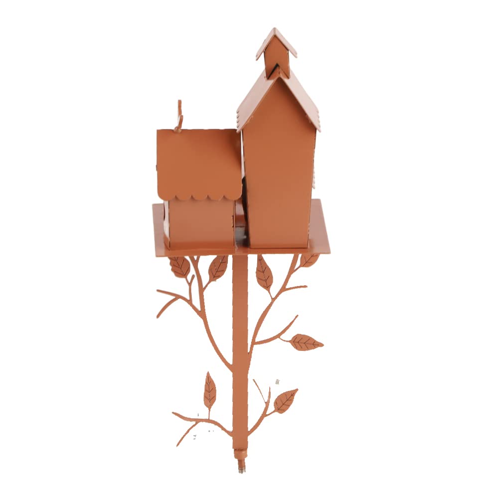 Casetta Per Uccelli In Metallo JTLB – Con Palo E Design Vintage, Impermeabile E Antiruggine, Decorazione Da Giardino Fai-da-Te (Altezza Regolabile)