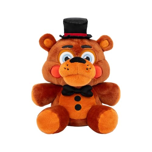 Five Nights at Freddys Toy Freddy Plush - 8-Inch Stuffie with Soft Material and Glow-In-The-Dark Eyes