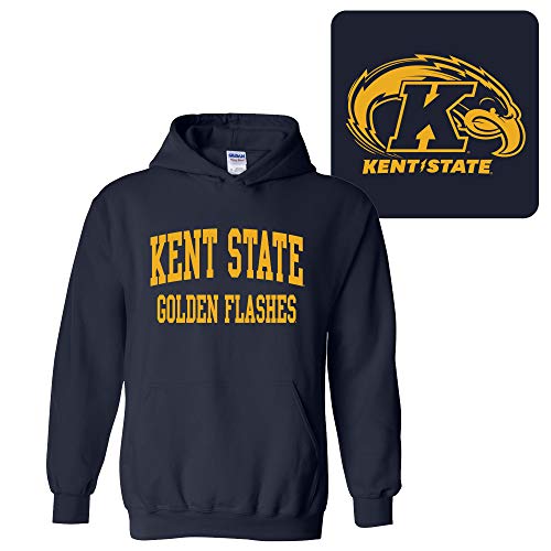 AH46 - Kent State Golden Flashes Front And Back Print HOODIE - Medium - Navy