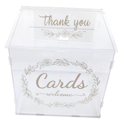 Homoyoyo Acrylic Wedding Card Box Lock Envelop Storage for Cash and Cards Decorative Keepsake Box for Wedding Reception Bridal Shower Engagement Party