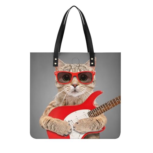 Chat jouant de la guitare sac à main spacieux contre le manque de place