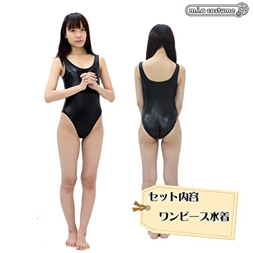 Amazon.co.jp: コーティングワンピース水着 色： 黒 サイズ： M