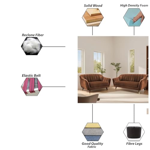 Image of Atticus 3+2 Seater Sofa Set for Living Room (Brown Colour) Premium Fabric Sofa
