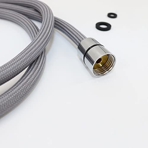 Jinqiu F1/2 M15*1 Kitchen Faucet Pull Out Hose Black Nylon Braided Flexible Hose Stainless Steel Hose Silica Gel Inner Tube Gray Chrome (Color : Stainless Steel) #TOP2