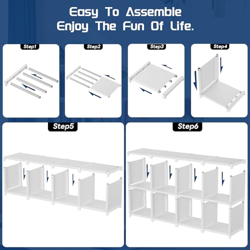 Mavivegue-Book-Shelf-20-Cube-Storage-Organizer-DIY-Bookcase-Metal-Cube-Bookshelf-Tall-Book-case-for-Bedroom-Living-Room-Office-Closet-Storage-Organizer-Black-Cubicle-Storage-Rack-White