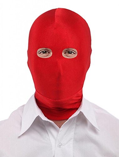 Seeksmile Unisex Spandex Full Cover Zentai Hood Mask (Adult Size, Red Open-Eyes)