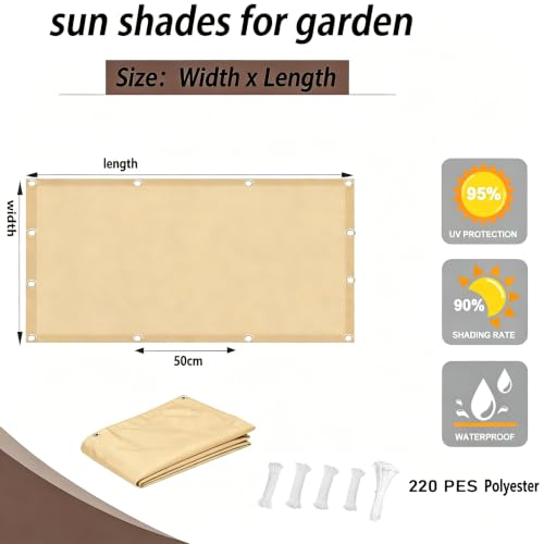 Voile d’ombrage rectangulaire 2.5x6m bâche imperméable sable - 6