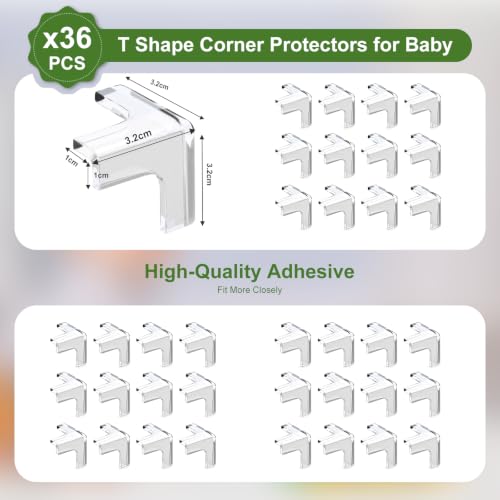 Image of 36 Pack Corner Protector Baby, Clear Table Corner Protectors Baby Proof Corners and Edges Furniture Covers & Edge Safety Bumpers Guards for Baby Proofing, Sharp Edges