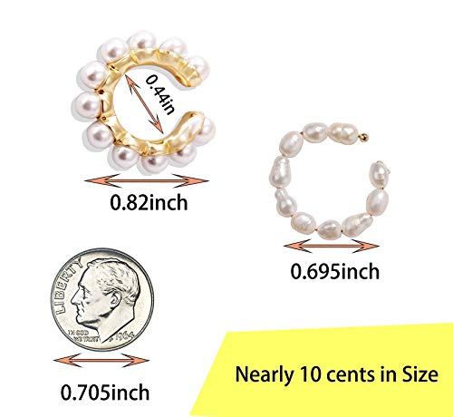 Moepapa Pearl Hoop Earrings Ear Cuff No Piercing 2Pacs Set (White) #TOP1