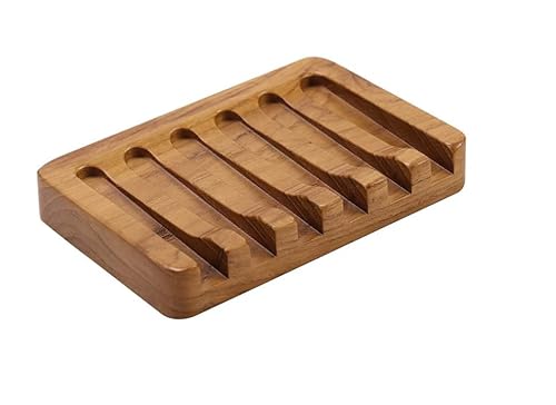 BYM 2er Seifenschale Seifenablage Seifenschale Holz Seifenschale Bambus Soap Dish Naturholz Seiferegal Dusche Handgefertigte Seifenkiste Scrubber Schwämme Bad Waschbeckenablage