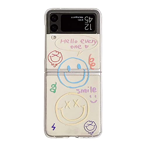 Coque rigide transparente en polycarbonate pour Samsung Galaxy Z Flip 3 Motif graffiti Smile