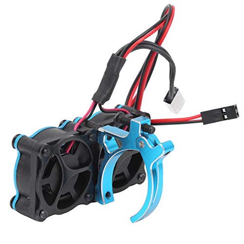 Radiatore del motore, doppia ventola di raffreddamento del motore RC Ricambi di aggiornamento del radiatore del regolabile Compatibile con 1/10 RC Car(Blu)