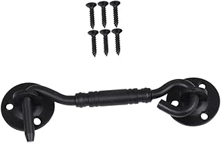 OATIPHO Barn Door Lock Window Hook Stainless Steel Hook Eye Cabin Hooks Barn Door Lock Kit Stainless Steel Hooks Automatic Door Lock Door Latch Lock Solid Latch Lock Gate Latch Lock Black