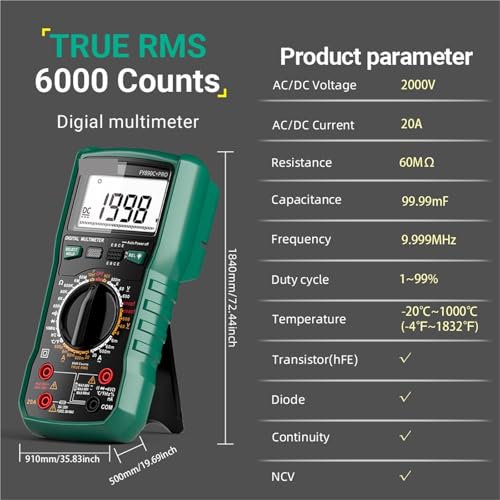 Multimètre de rechange pour tester les panneaux solaires et tensions de 2000 V - 8