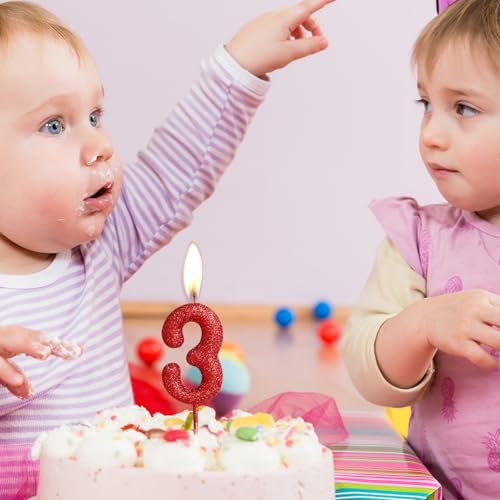 1st Glitter Birthday Candles, Red Birthday Number Candle for Cake Topper Decorations for Girls Birthday Party Wedding Anniversary Celebration Supplies - Thumbnail 5
