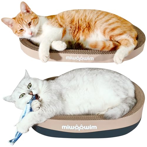 3PSC Cat Scratcher Cardboard, Oval Cat Scratch Pad Bowl Nest for Indoor Cats, Round Cat Scratching Board Corrugated Lounge Cat Bed, Furniture Protector for Couch - Thumbnail 5
