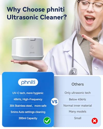 Phniti limpador de retentor ultrassônico, máquina de limpeza ultrassônica profissional de 48 khz par