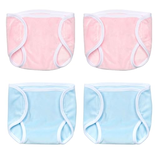 TatuDoll 4 Pairs Baby Dolls Underpants Accessories for 18-23 inch Baby Dolls Diapers Newborn Underwear Diapers Reusable Washable, 2 Pink, 2 Blue
