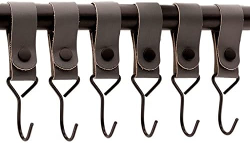 Brute Strength - Leather Straps with Hooks - Gray - 12X - Full Grain Leather - Mommy Hook - Stroller Clip - Bag Hook - Leather Hooks - Leather s Hooks - Black s Hooks - Similar to S-Hooks